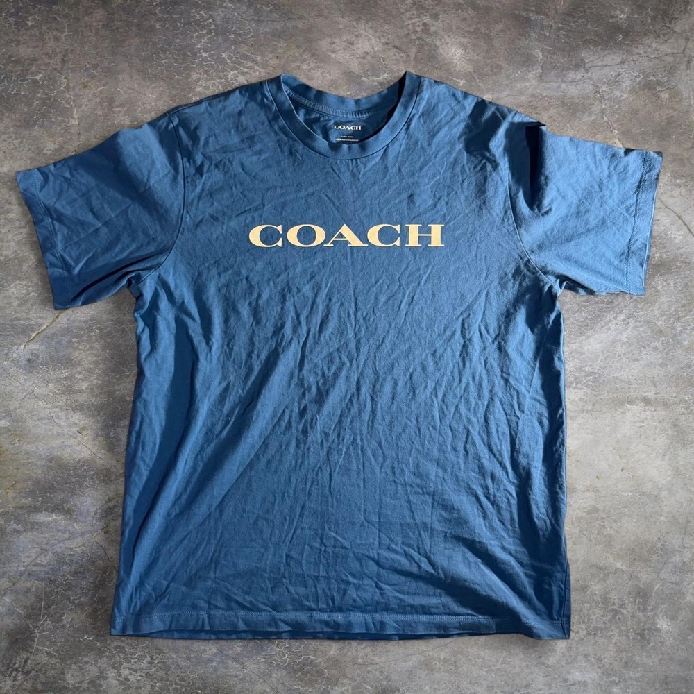 Coach Blue Logo Graphic T Shirt Mens XL Designer Luxury Streetwear Tee C9693